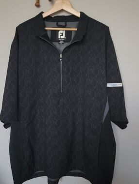 FootJoy HydroLite Golf Rain Shirt Mens  2XL Black Marble Half Zip Short Sleeve